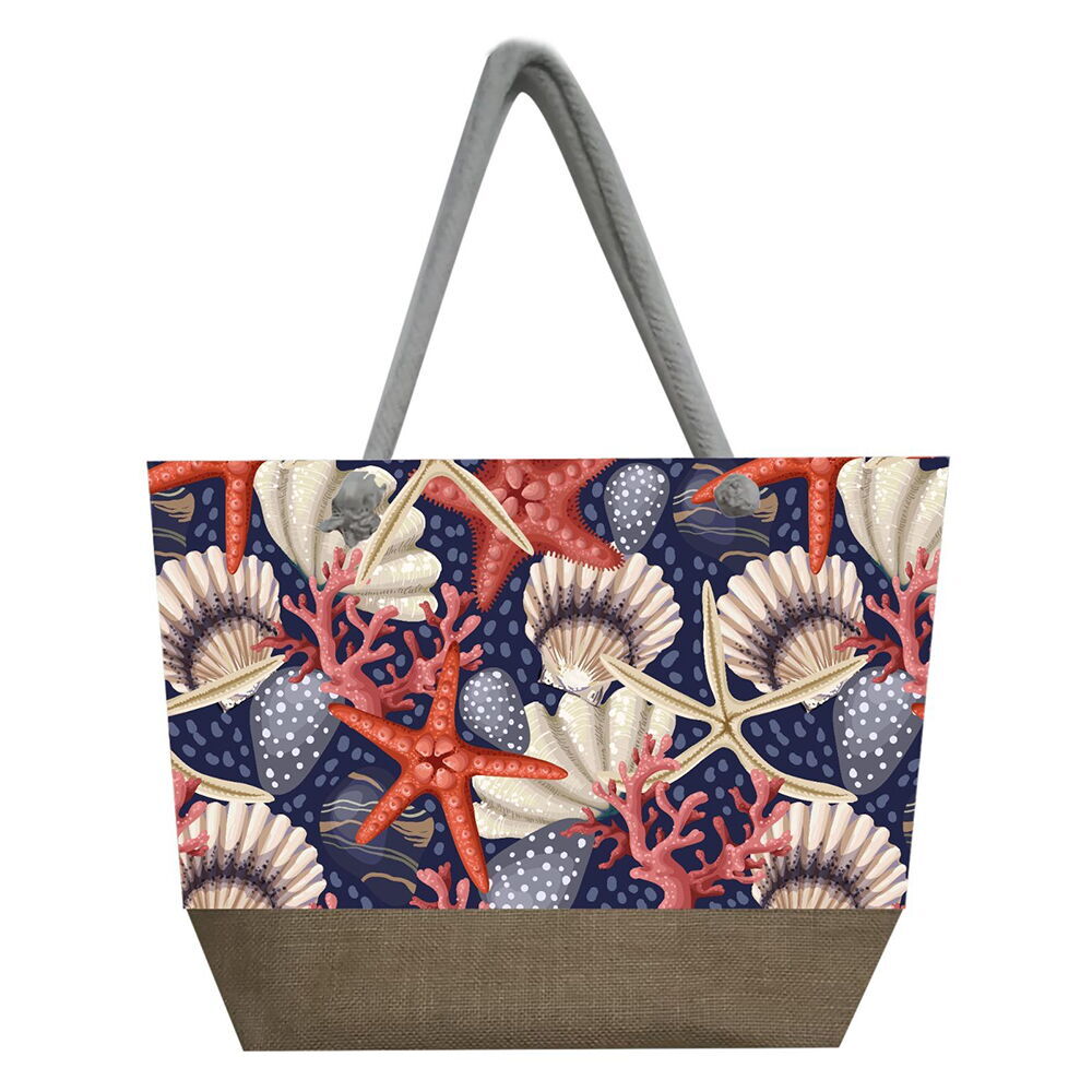 Deniz Yıldızı Temalı Fermuarlı Plaj Çantası