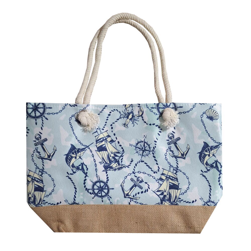 Kılıç Balığı Desen Temalı Fermuarlı Plaj Çantası