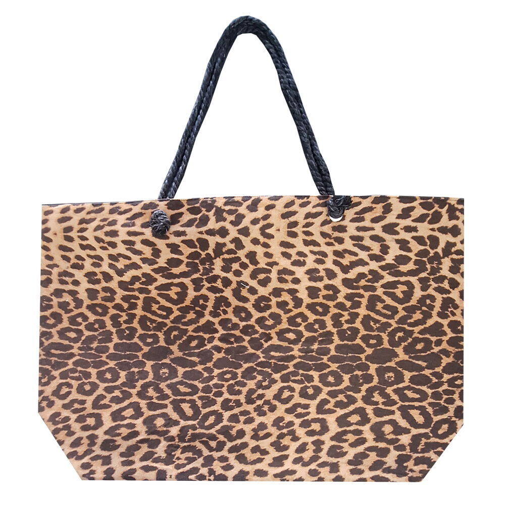 Leopar Desenli Fermuarlı Plaj Çantası